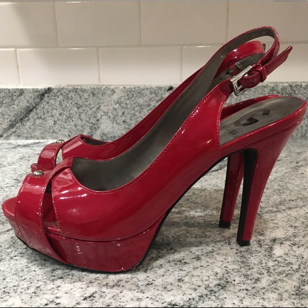 G by Guess Red Peep Toe Pumps - size 9.5